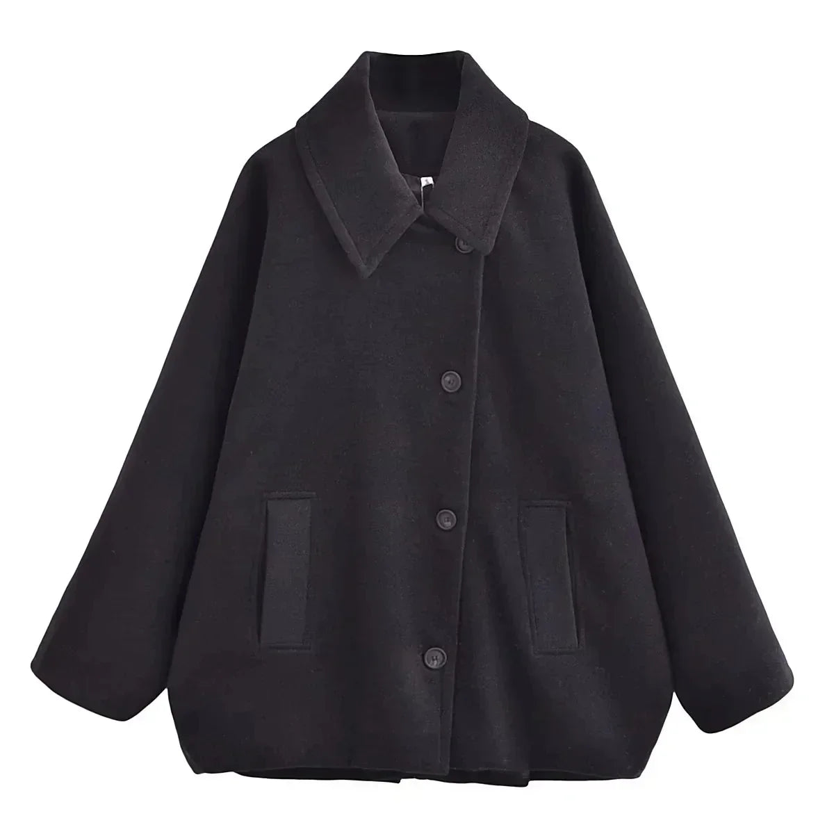 Women's Oversized Cocoon Coat Camel Wide Lapel Button Front Long Sleeve Winter