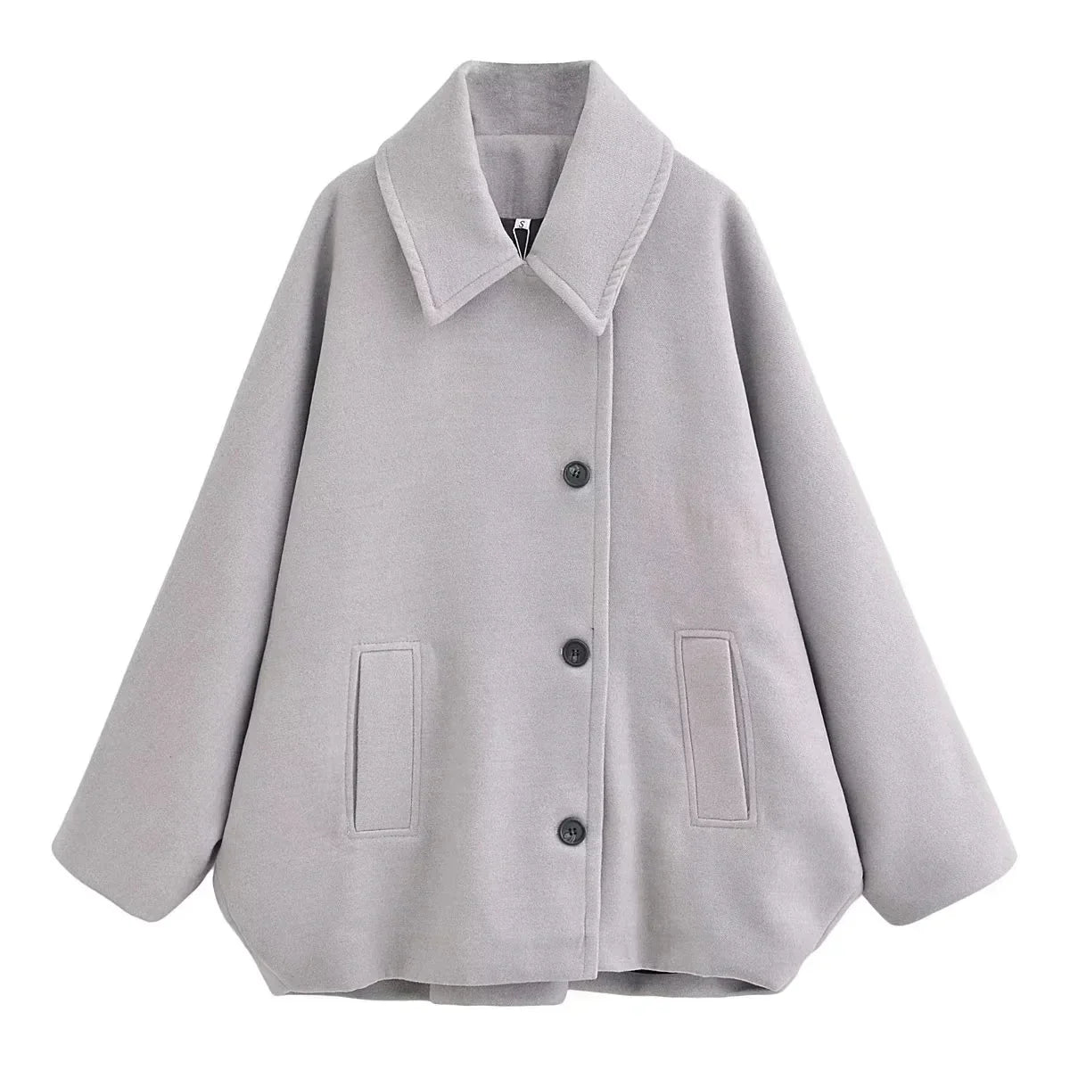 Women's Oversized Cocoon Coat Camel Wide Lapel Button Front Long Sleeve Winter