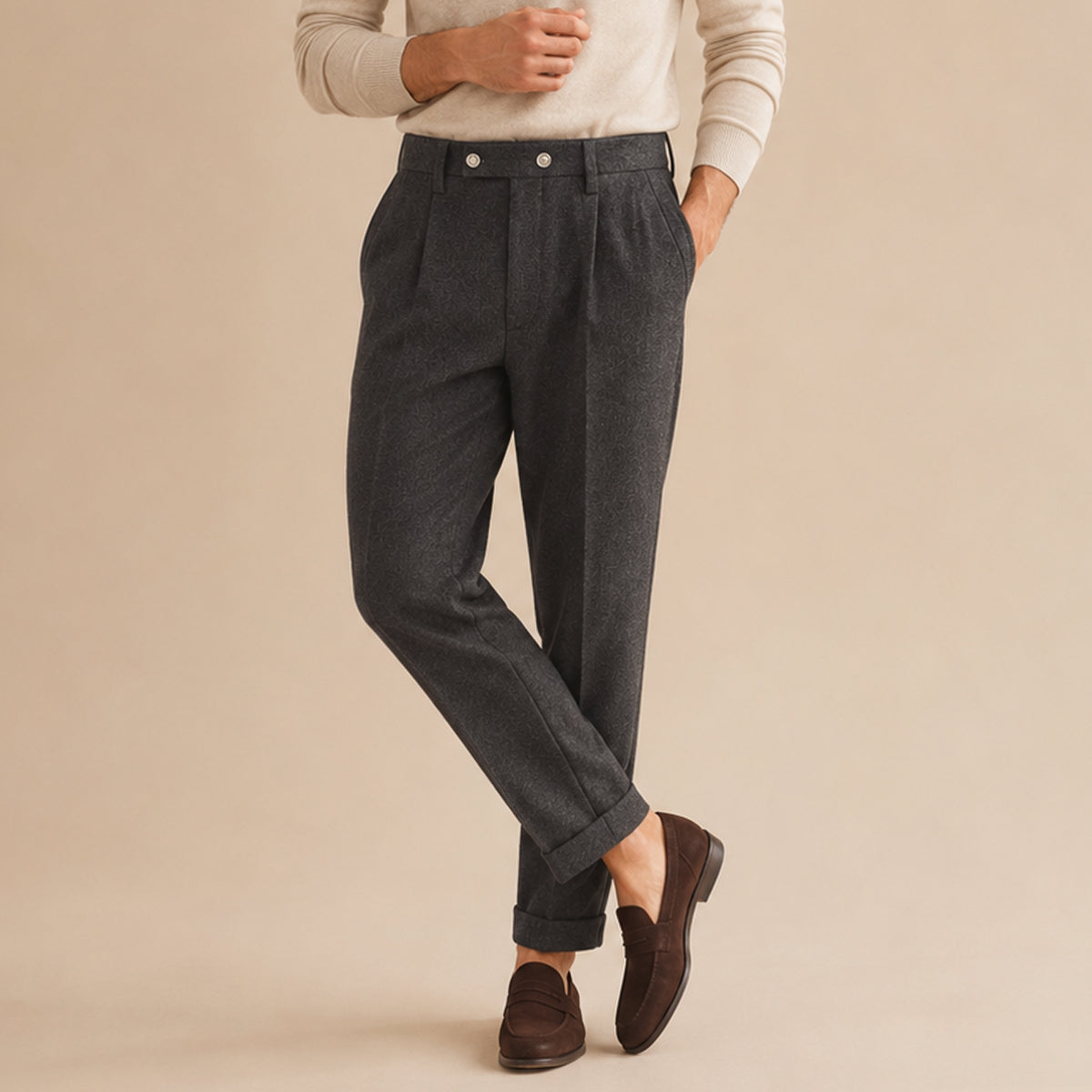 The Gold Coast Men’s High Waisted Pleated Straight Leg Dress Pants