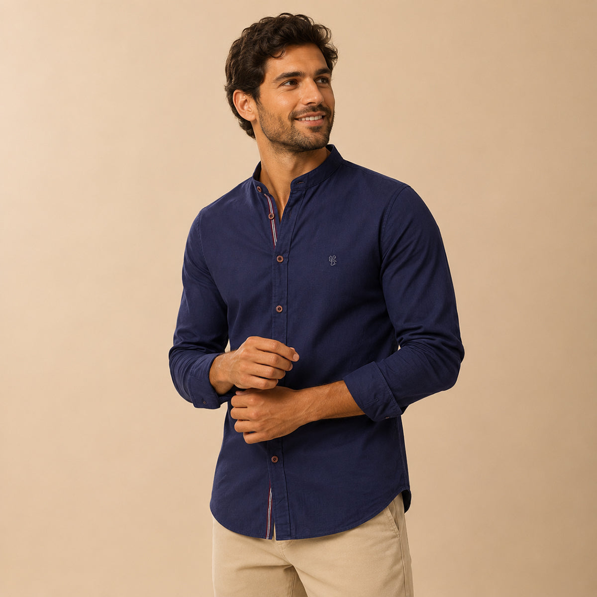 The Biella Men’s Mandarin Collar Smart Casual Button Shirt