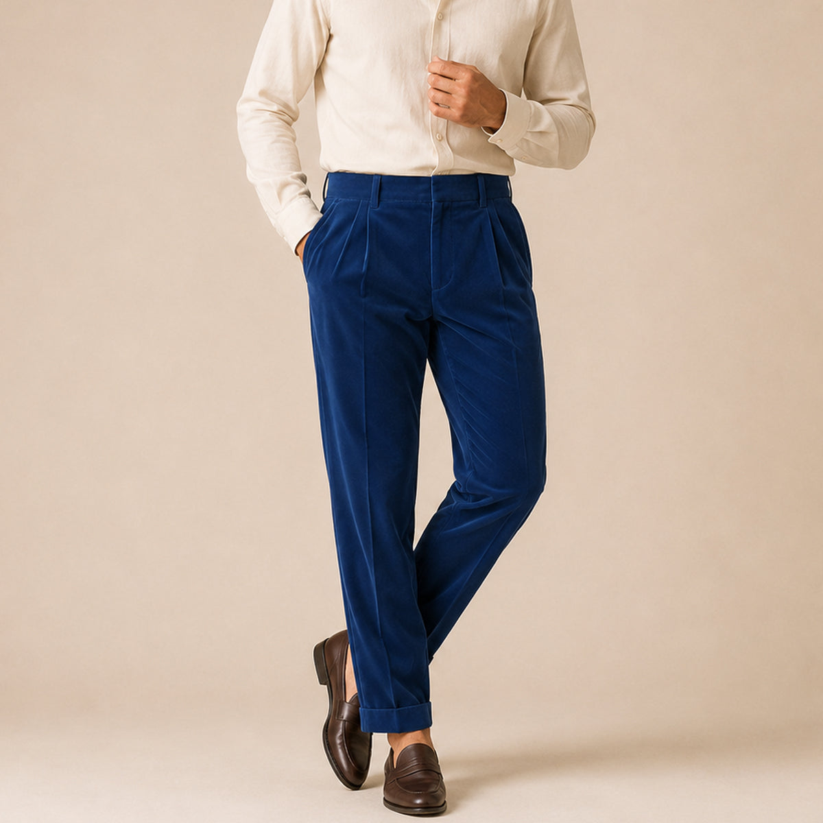 The Garda Porto Men’s Solid Color Velvet Straight Fit Pants