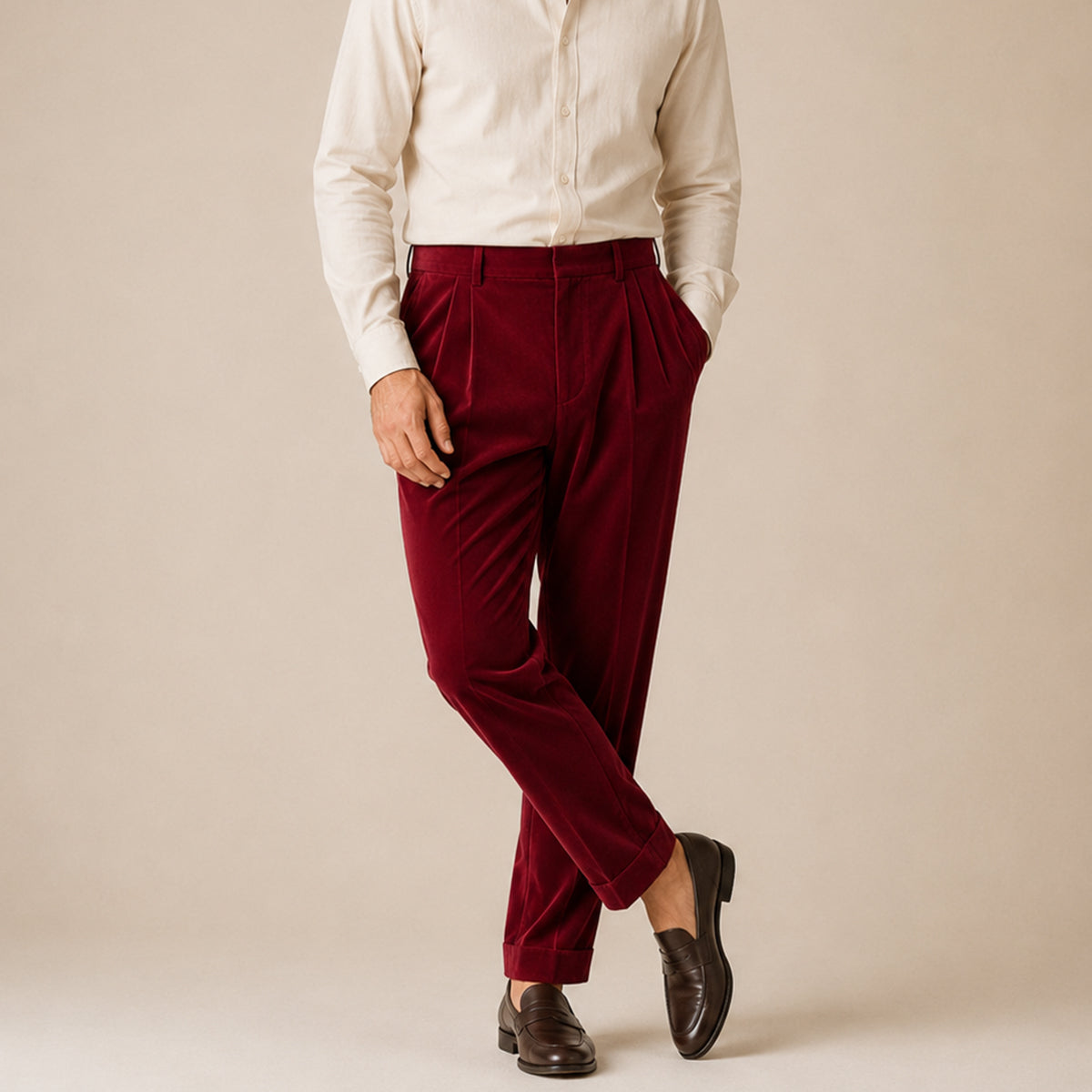 The Garda Porto Men’s Solid Color Velvet Straight Fit Pants
