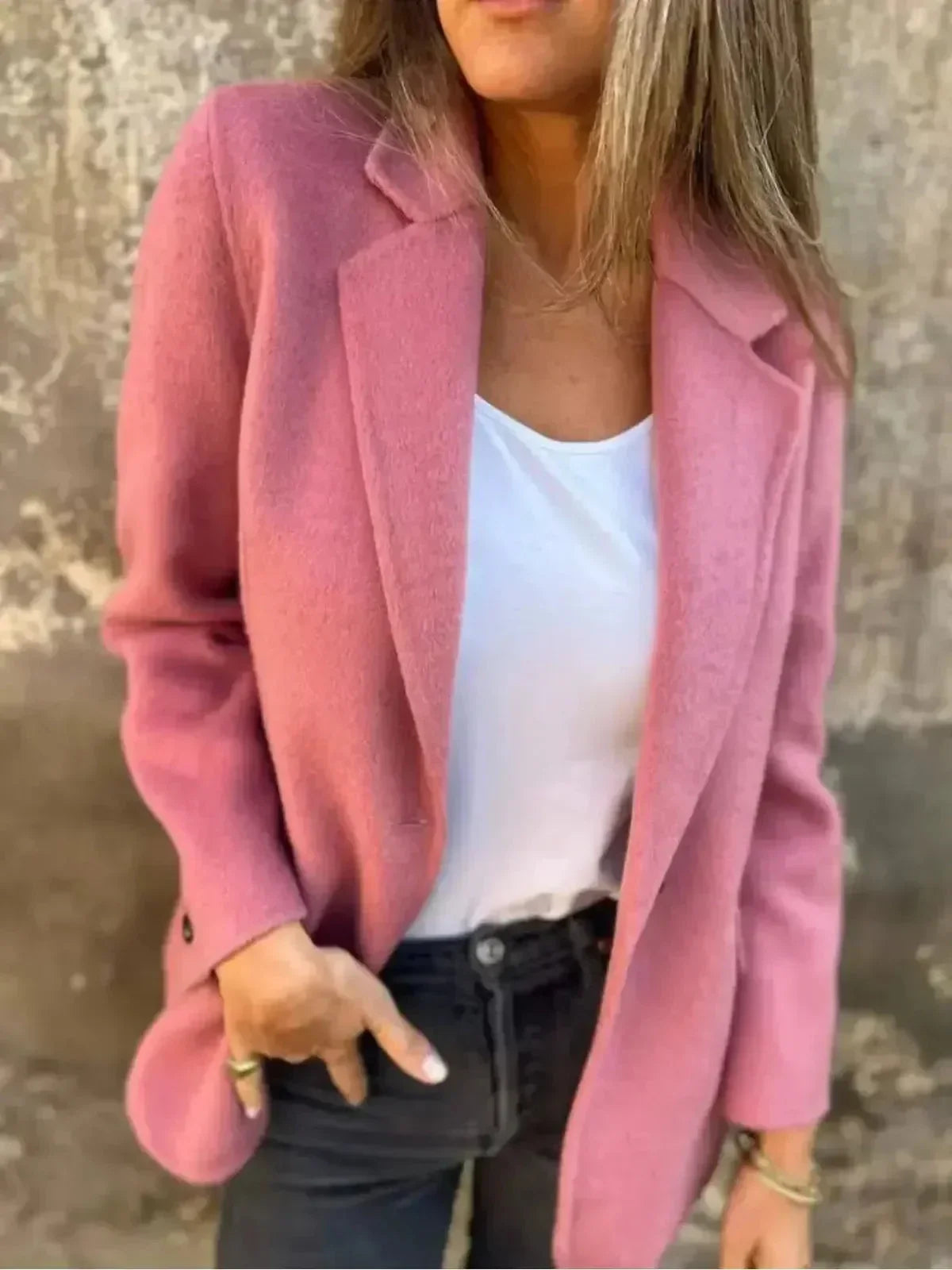 Women's Casual Blazer Notched Lapel Single Button Long Sleeve Pocket Everyday