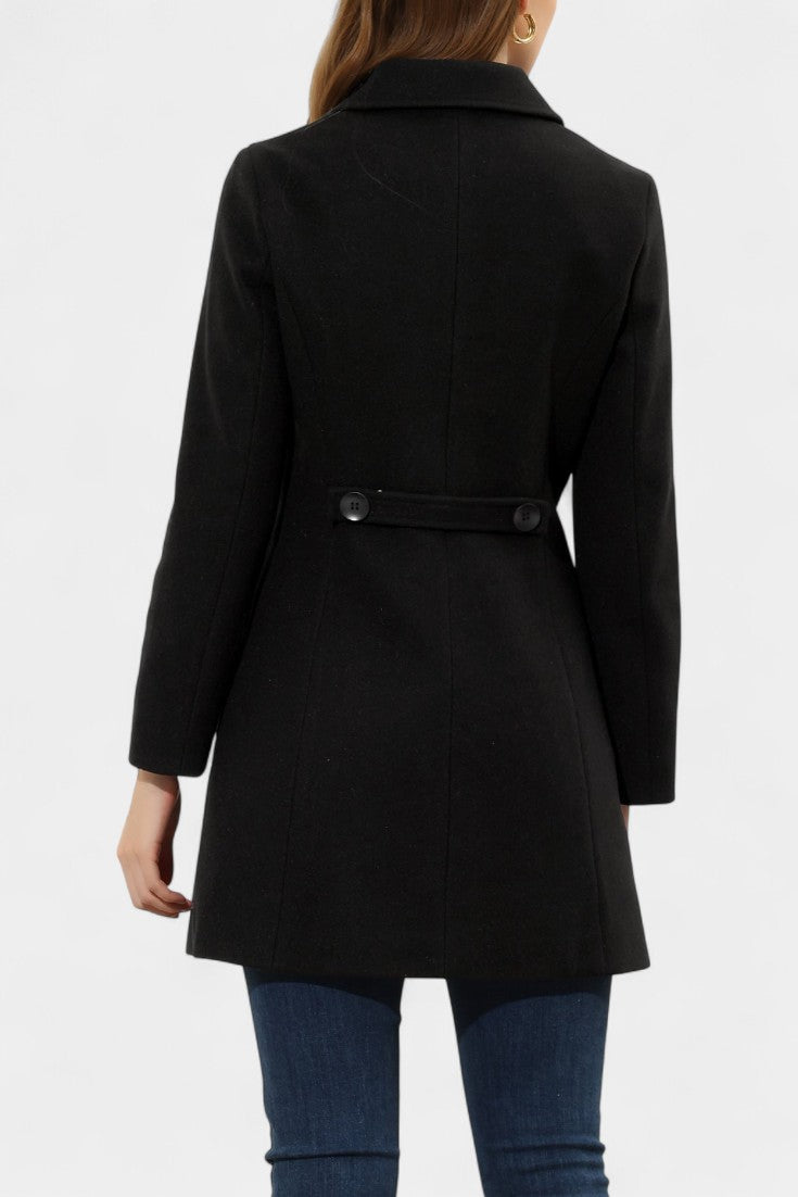 Women's Single-Breasted Coat Collared Long Sleeve Button-Front Winter Outerwear