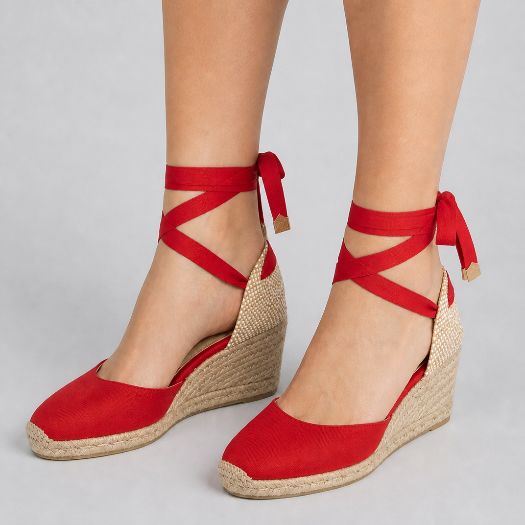 Women's Wedge Espadrille Sandals Ankle Tie Closed Toe Lace-Up Summer