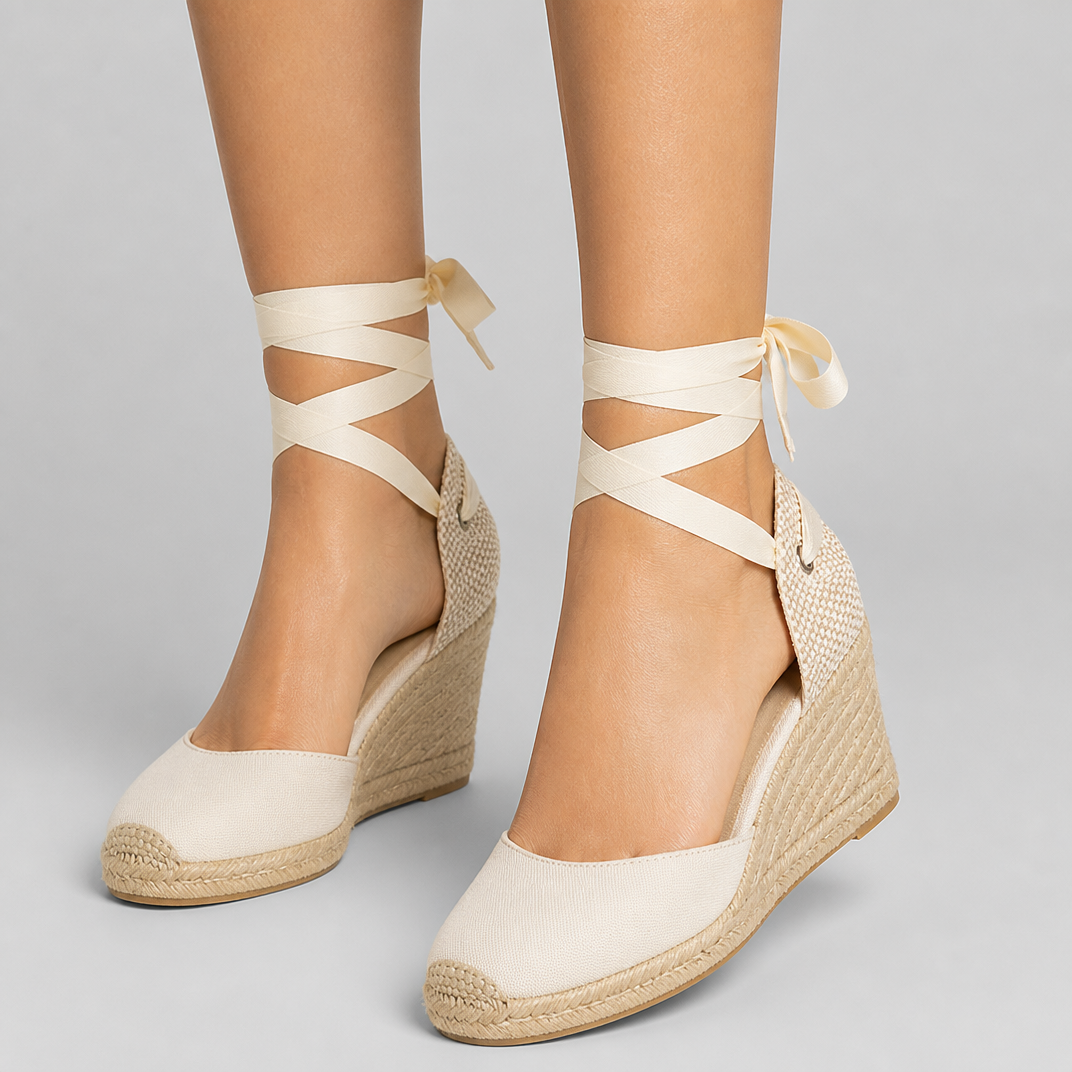Women's Wedge Espadrille Sandals Ankle Tie Closed Toe Lace-Up Summer