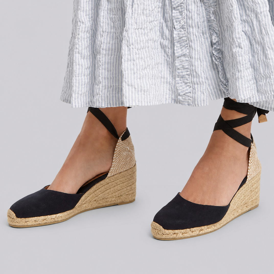 Women's Wedge Espadrille Sandals Ankle Tie Closed Toe Lace-Up Summer