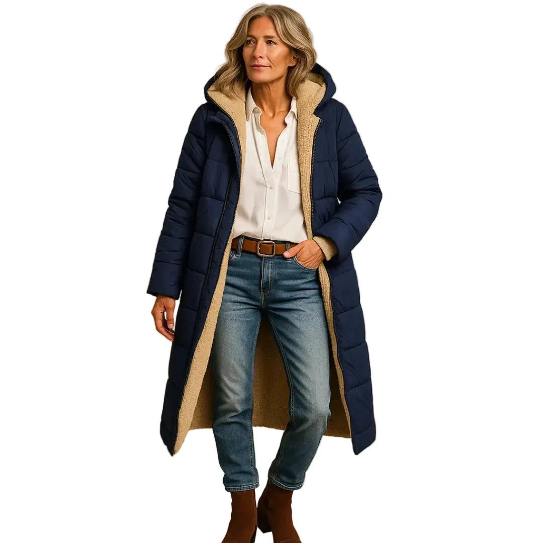 Women's Longline Puffer Coat Hooded Quilted Padded Insulated Winter Outerwear