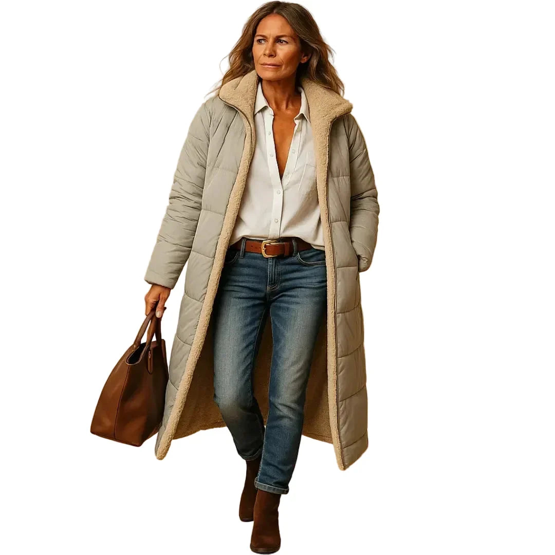 Women's Longline Puffer Coat Hooded Quilted Padded Insulated Winter Outerwear