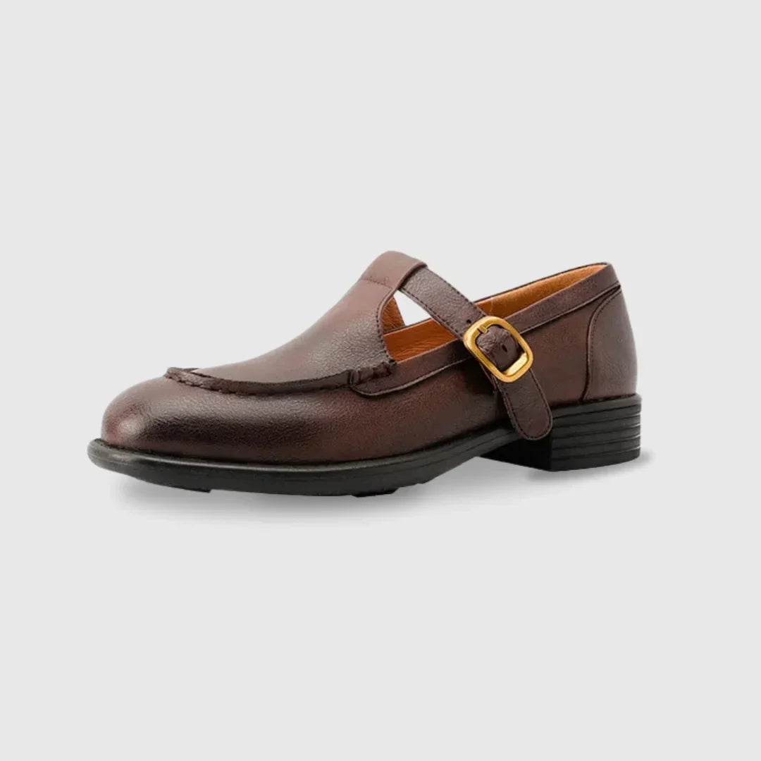 Women's T-Strap Mary Jane Shoes Round Toe Low Heel Buckle Casual