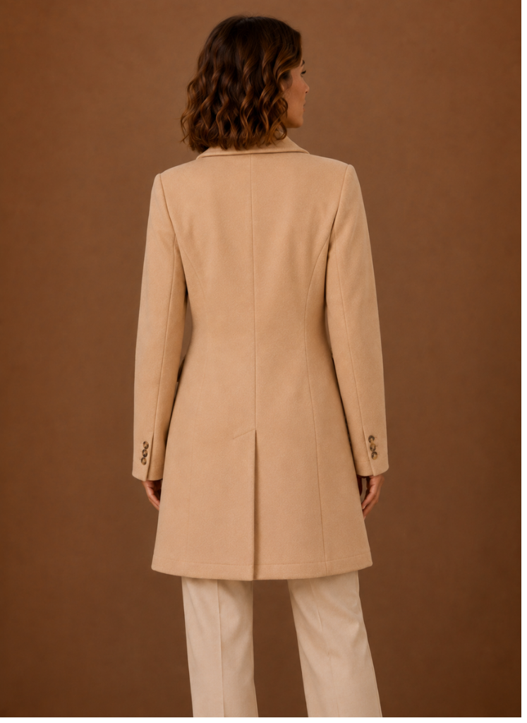 Women's Double Breasted Coat Long Tailored Notch Lapel Winter Coat