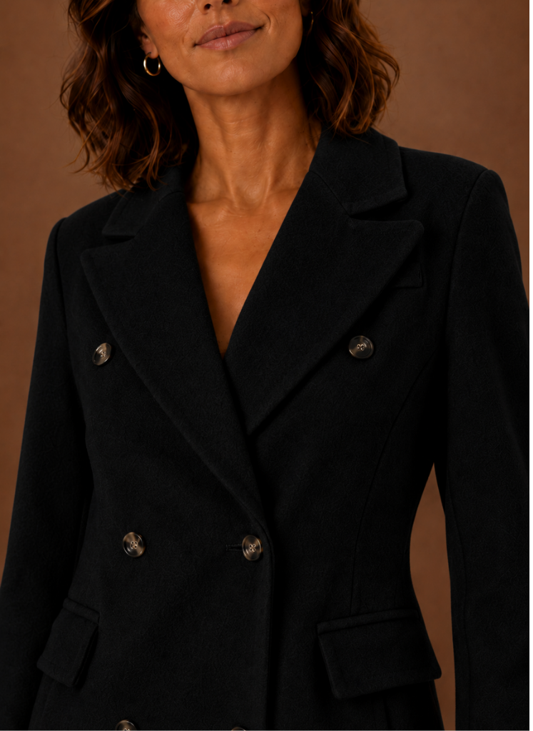 Women's Double Breasted Coat Long Tailored Notch Lapel Winter Coat